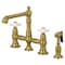 Kingston Brass KS7277PXBS English Country 8" Bridge Kitchen Faucet W/ Sprayer, Brass KS7277PXBS - alternate 1